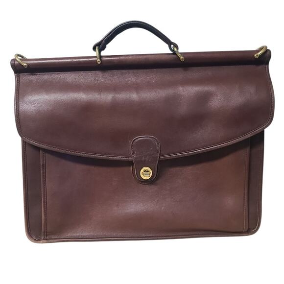 Vintage Coach Beekman Brown Leather Briefcase Bag Travel Used - Picture 1 of 8